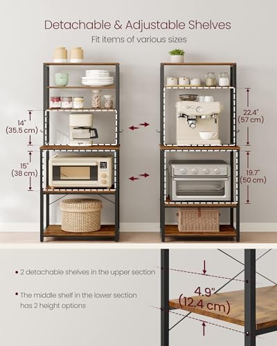 VASAGLE Coffee Bar, 23.6 Inches 6-Tier Baker's Rack with 6 Hooks - Image 6