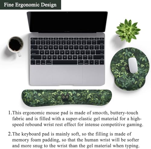 Cute Ergonomic Green Mouse Pad Cat Wrist Support,[ 20% Larger] Wrist Rest Gel Anime Kawaii 3D Green Office Plants Mouse Pads, Keyboards Silicon Wrist Pad,Pain Relief,Game Work Study Home Office. - Image 3