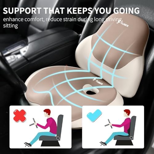 FLORICH Seat Cushion Lumbar Support Pillow for Office Chair, Car Lower Back Support, Ergonomic Desk Chair Pillow for Butt and Back Support of Memory Foam Seat Pad(Brown) - Image 2