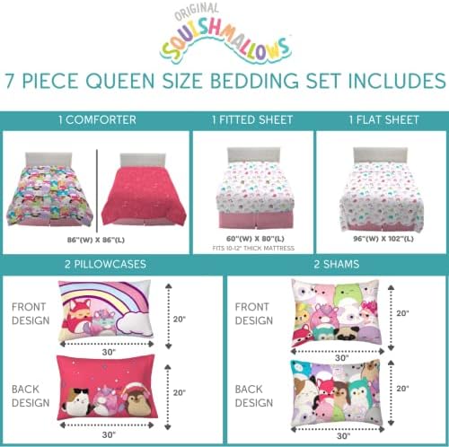 Franco Squishmallows Bedding Super Soft Comforter and Sheet Set with Sham, 7 Piece Queen Size - Image 3