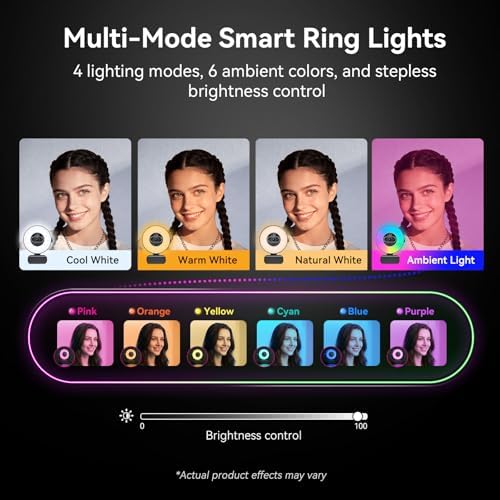 EMEET S600L 4K Webcam for Streaming with Ring Light, 1/2" Sensor, 0.2S PDAF - Image 2