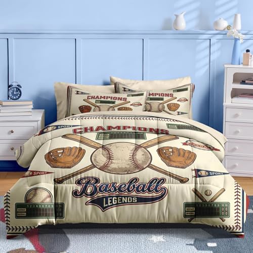 Nesker Queen Comforter Set for Boys, 7 Pieces Baseball Bedding for Kids - Image 2