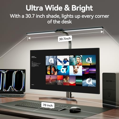 LED Desk Lamp for Home Office - 24W Eye-Caring Architect Clamp Light for Dual Monitors, Bright Task Light with USB Port, Touch Dimming, 5 Colors & 50 Modes, Flexible Gooseneck for Read, Study, Craft - Image 5