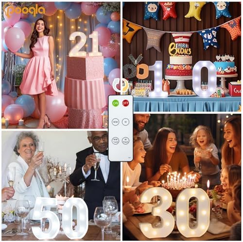 Pooqla LED Light Up Numbers, Marquee Number with Remote for 9th Birthday Decoration, Lighted Numbers Gift for Boys Girls Party Backdrop Wedding Anniversary Decor, Warm White and Cool White Number 9 - Image 6