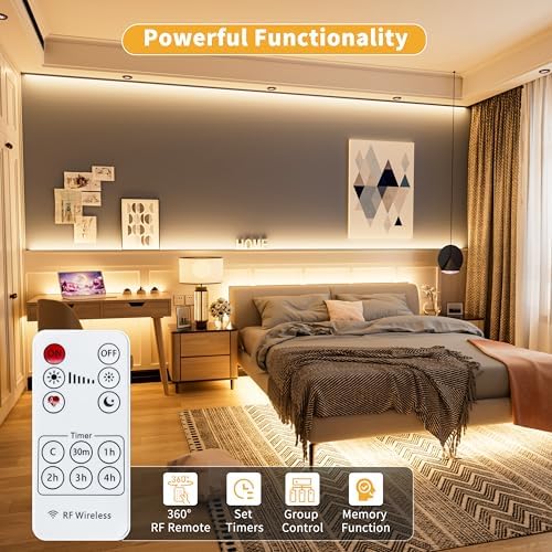 PAUTIX 5V USB COB LED Strip Lights UL-Listed Dotless LED Lights with RF Remote,6.56ft Dimmable 3000K Warm White TV Backlight,Flexible Under Cabinet Tape Lights for Bedroom,Kitchen,Shelves Lighting - Image 3