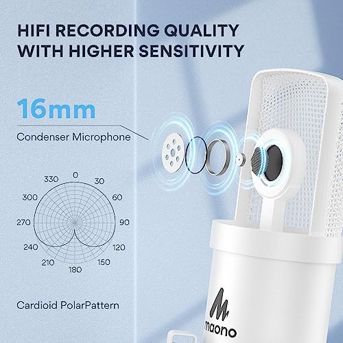 MAONO A04 White USB Microphone, 192kHz/24Bit Condenser Mic for PC Podcast - Image 3