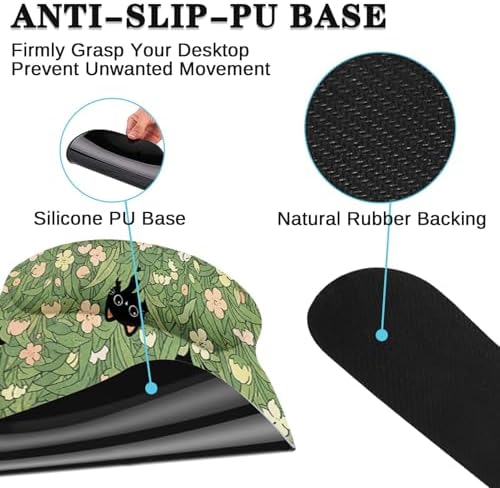 Arttown Keyboard Mouse Pad Set, 4 in 1 Desk Mat Set Black Cat - Image 5
