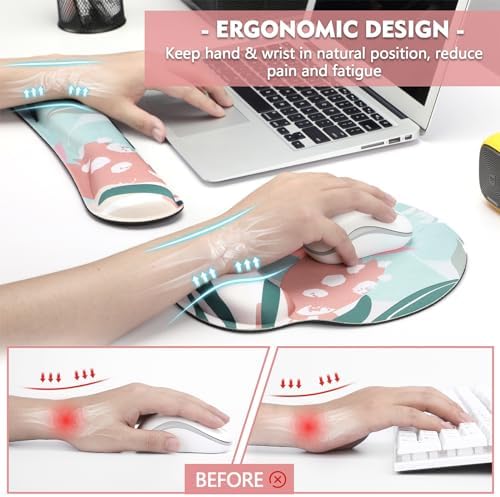 Mouse Pad and Keyboard Wrist Rest - Colorful Wrist Rest for Computer, Ergonomic Mouse Pad & Keyboard Pad, Memory Foam Wrist Support for Comfy Typing - Image 2