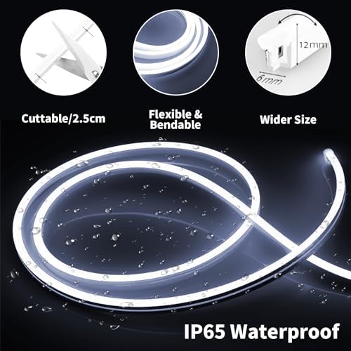 iNextStation White LED Light Strip 16.4FT Neon Rope Light (with DC12V Plug) - Image 2