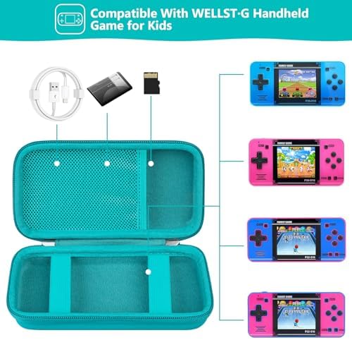 Supmay Carrying Case Compatible with WELLST·G/ for GuaiyeyeAP Handheld Game for Kids -Preloaded 220 Retro Video Games, Portable Gaming Player Storage Holder Travel Bag with Mesh Pocket, Green - Image 2