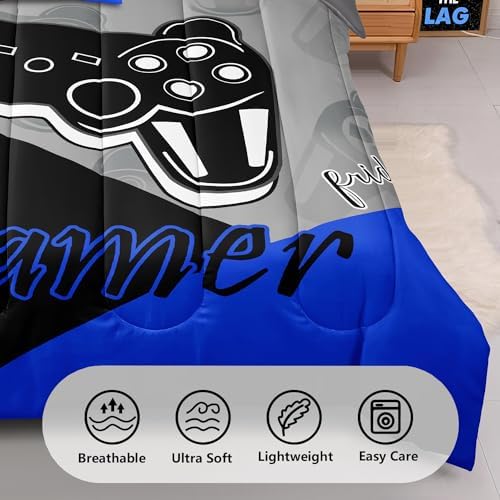 5 Pieces Gaming Bedding Set Twin Size for Boys Gamer Comforter Set for Boys Girls Kids Teens 5 Piece Bed in A Bag Video Game Bedding for Gamer Room Decorative Twin50 - Image 3