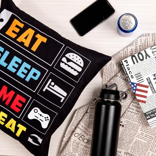 Whaline 4 Pack Video Game Throw Pillow 16 x 16 Inch Gamer Controller Pillow Cover Gaming Throw Cushion Cover Gamepad Logo Pillowcases for Home Office Car Sofa Couch Living Room - Image 4