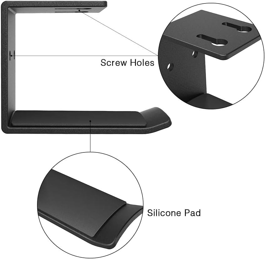 2 Pcs Black Headphone Stand Hanger Holder, Under Desk Aluminum Alloy Headset Stand with Fit for Gaming PC Accessories, Under Clamp Hook Mount Suitable for Controller, Office, Computer - Image 5