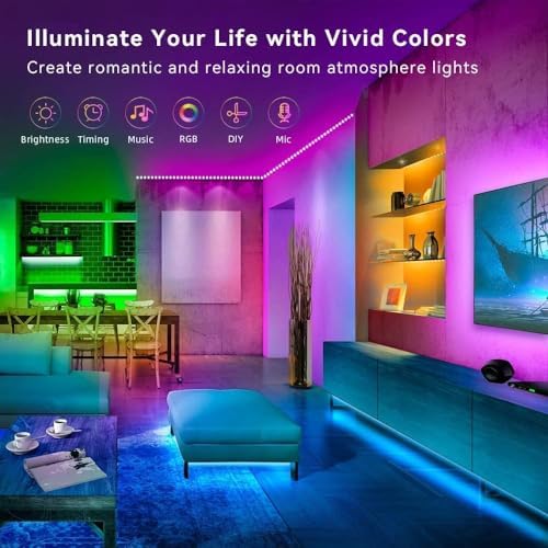 Lcutml 100FT Smart LED Strip Lights , RGB Strip Lights Sync to Music with 40 Key Remote Controller LED Lights for Bedroom, Christmas Lights decration (Multi-Colored, 100FT) - Image 4