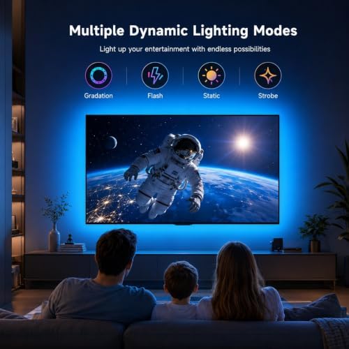 MORIACC LED Lights for TV 9.84ft, TV LED Backlight for 32-43 Inch TV, RGB LED Strip Lights with Music Sync, Bluetooth APP and Remote Control, USB Powered Strip Lights for Bedroom Gaming Home Decor - Image 4