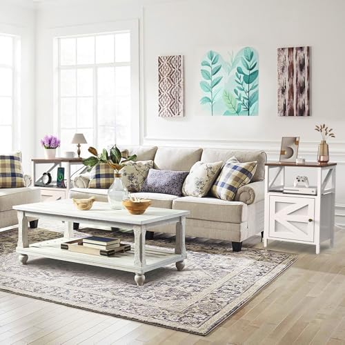 Side Table with Charging Station - Bedside Tables for Small Spaces White - Image 6
