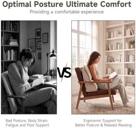 Reading Pillow for Bed, Cream Corduroy Backrest Pillow - Image 4