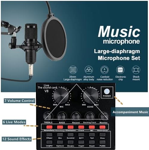 Podcast Equipment Bundle, BM-800 Condenser with Voice Changer, Recording Studio Package - Podcast Microphone Bundle for Laptop, Streaming/Live Broadcast/YouTube Recording (AM200-V8) - Image 3