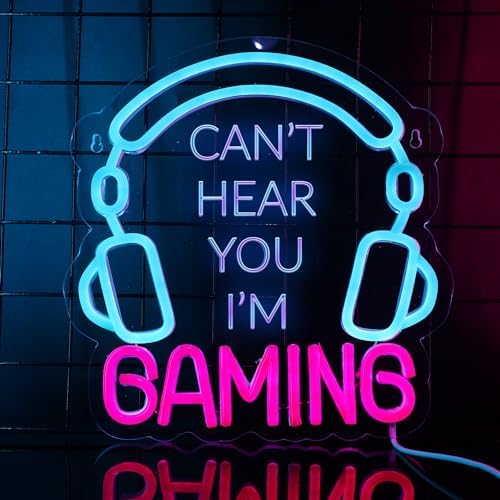 YuanDian Gaming Headset Neon Sign, Can't Hear You I'm Gaming LED Neon Lights for Game Room Wall Decor for Boys Men Teen Gamers by YuanDian