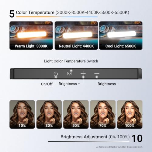 NEEWER Basics LED Chin Fill Lighting CRI95, 6W Bi Color Portable Desk Phone Selfie Photo Light, USB Powered for TikTok Streaming Laptop Video Conference Tripod Recording Travel Makeup, TL30B - Image 3