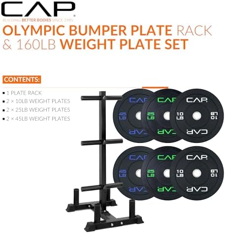 CAP 2-inch Olympic Bumper Plate Weight Set | 100-370 lbs | Multiple Colors | Storage Rack Optional - Image 2