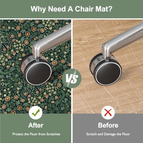 Anidaroel Office Chair Mat for Hardwood Floor/Tile Floor, 5x7 Floral Desk Chair Mat for Hard Floors, Under Desk Rug Protector for Rolling Computer Gaming Chairs, Anti Slip Machine Wash Low Pile Carpet - Image 3