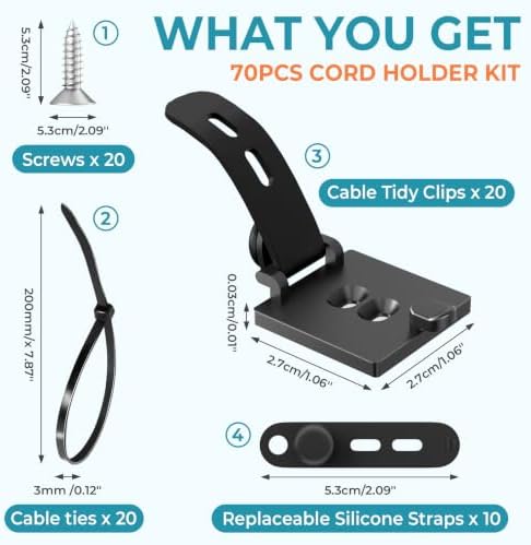 Kanemc 20PCS Cable Management Kit Adhesive Cable Clips - Image 2