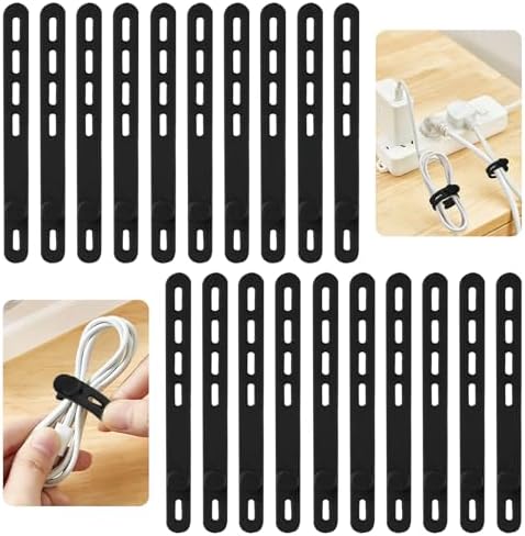 20 Pcs Black Silicone Cable Ties, Reusable Cable Straps Wire Organizer. by RUGLAMZHIP