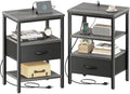 SUPERJARE Nightstand Set of 2 with Charging Station, USB-C Port, End Tables by SUPERJARE
