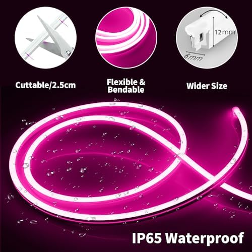 iNextStation 16.4FT DC12V LED Strip Lights Pink Neon Rope Lights (No Plug) - Image 2