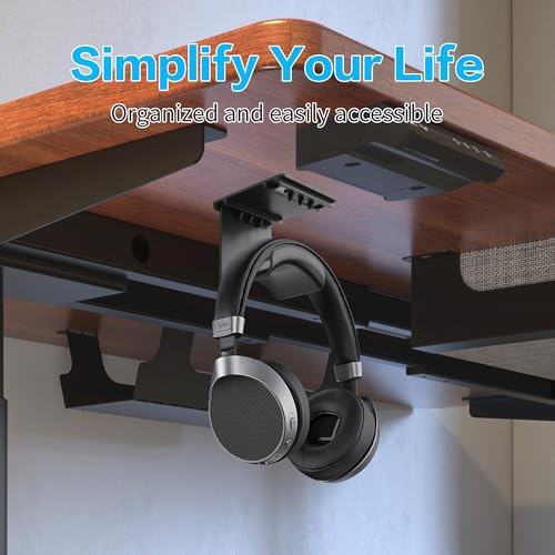 YAODHAOD Headset Hanger Holder Wall Mount, Sticky Headset Stand Holder Clip Under Desk for All Headphone/Controller (Black,Removable Hanging Style) - Image 2