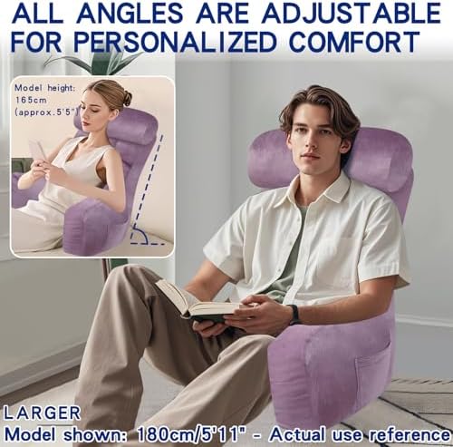 YDCEULARDOH Reading Pillow for Bed Adult – Large Bed Pillow with Arms, Supportive Back Pillow for Sitting Up in Bed for Reading, Watching TV, or Gaming - Image 3