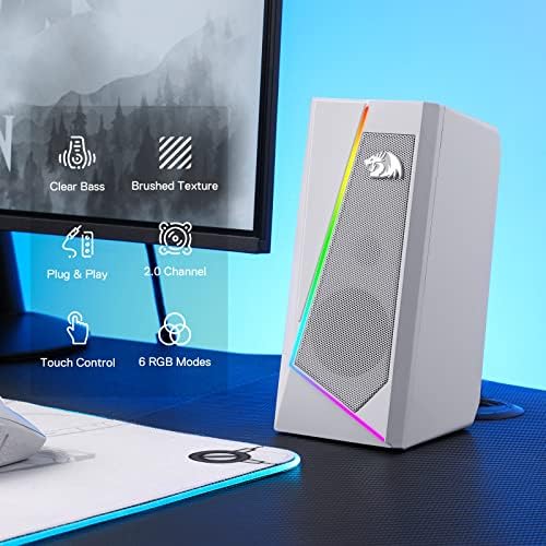 Redragon GS520 Wired 2.0 Channel Stereo Sound Desktop RGB Computer Speakers - Image 2