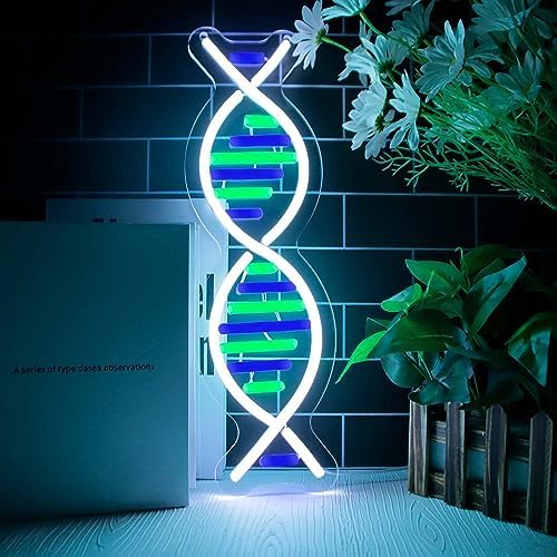 DNA Double Helix Neon Signs for Wall Decor, Dimmable LED DNA Neon Light Art Wall Sign, USB Powered for Man Cave Gaming Room Bedroom Biology Science Gift Decor for Nurse Doctor Physician(4.7 * 16.1in) by Unknown
