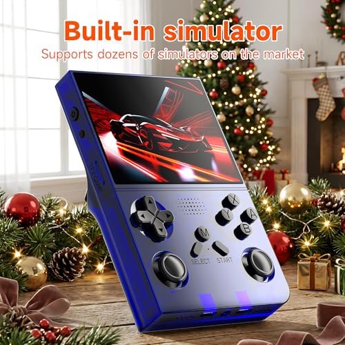 R40 Retro Handheld Game Console with Storage Case - Open Source System,3.5" IPS Screen, 18,000+ Classic Games, 128G TF Card, 3000mAh Battery, Portable Gaming Player for Travel, Blue - Image 4