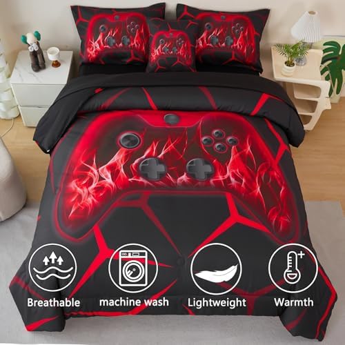 ZRNBAST 6 Pcs Bed in a Bag Full Size Bedding Gaming Comforter Set for Boys - Image 2