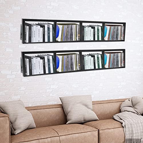 2Pcs Black Floating Shelves for Wall, Wall Mount 34 Inch Video Games CD DVD Organizer Media Storage Rack, Cube Storage Organizer Wall Shelf - Image 7