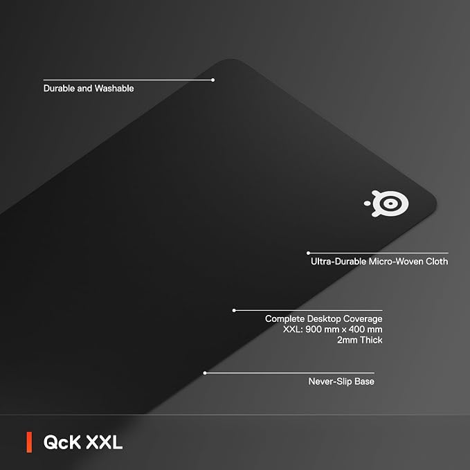 SteelSeries QcK Gaming Mouse Pad - XXL Cloth - Peak Tracking and Stability - Esports Mousepad - Never-Slip - Full Desk Coverage - Image 3