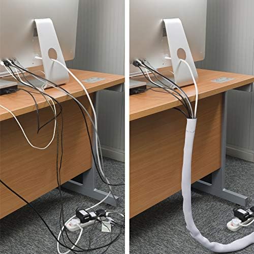 D-Line 39in Reversible Black or White Cable Sleeve, Computer Cord Hider, Organize PC Cables, Neoprene TV Wire Sleeves, Flexible Cord Management, Hide Wires, Hook & Loop - 39in Length - Image 4