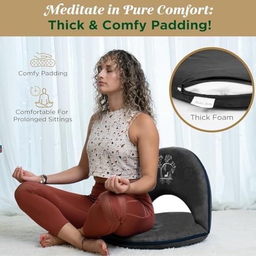 Adjustable Japanese Floor Chair with Back Support for Adults | Premium Meditation Chair for Seating, Yoga & Gaming -Folding Backjack Floor Chair with 6 Recline Positions, Thick Padding & Vegan Leather - Image 2