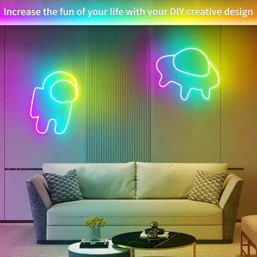 segrass 50ft Neon Rope Light, 24V RGB LED Strip Lights, Multi-Color, Music Sync, Dimmable, Remote/APP Control, Flexible DIY Design for Bedroom Indoor Outdoor - Image 2