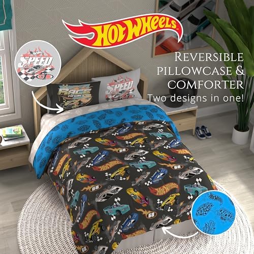 Hot Wheels Kids Bedding Super Soft Comforter and Sheet Set with Sham, 7 Piece Queen Size, (Officially Licensed Product) By Franco - Image 4