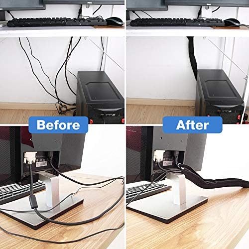 JOTO 8 Pack Cable Management Sleeve, 19-20 Inches Cord Organizer System with Zipper for TV Computer Office Home Entertainment, Flexible Cable Sleeve Wrap Cover Wire Hider System -Black - Image 4
