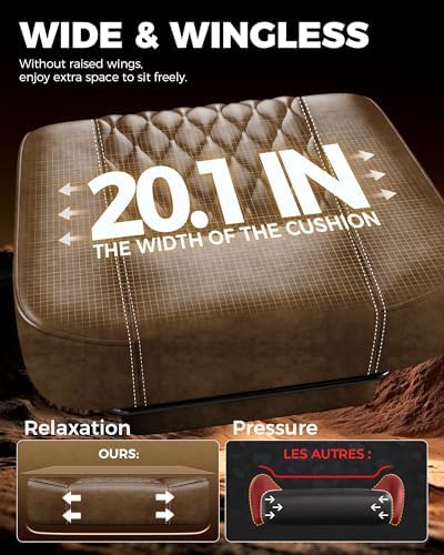 GTPLAYER Big and Tall Gaming Chair with Footrest, Ergonomic Office Desk Chair with 4.4in Thick Cushion and Wide Wingless Seat, Comfortable Leather Computer Chair, Predator Series, Rustic Brown - Image 3