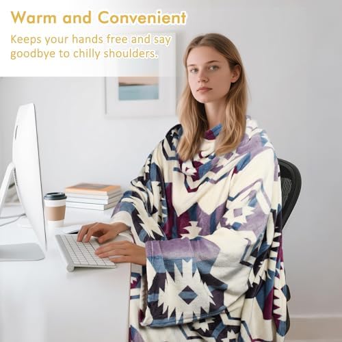Catalonia Wearable Blanket with Sleeves for Women & Men, Fleece Wrap Throw - Image 4