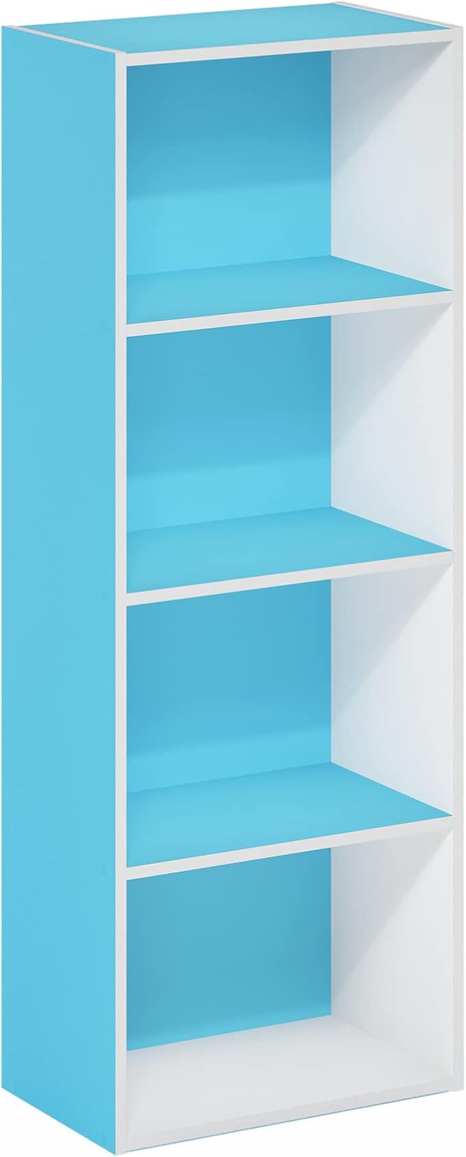 Furinno LUDER 4-Tier Book Shelf, Open Shelves Bookshelf, Light Blue/White - Image 7
