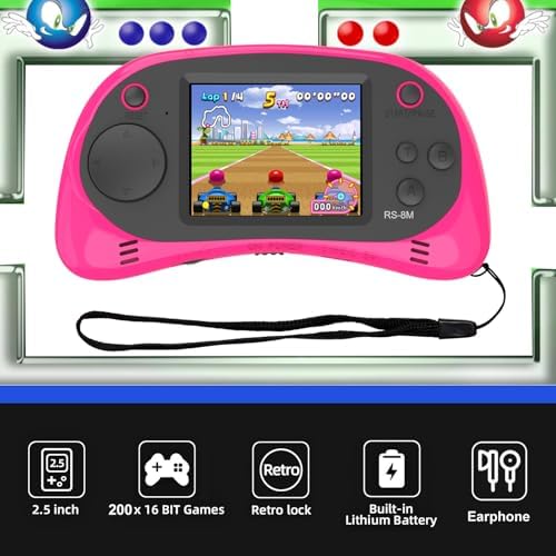 Kids Handheld Portable Video Game Player with 200 Games - 16 Bit 2.5 Inch Screen Mini Retro Electronic Machine for Boys Girls (Pink) - Image 6