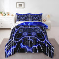 Feelyou Kids Blue Gamer Bedding Set King Size, Honeycomb Gaming Comforter Set Boys Girls Modern Game Console Comforter Gamepad Teens Duvet Set Bedroom Decor Bed Set 3Pcs by Feelyou