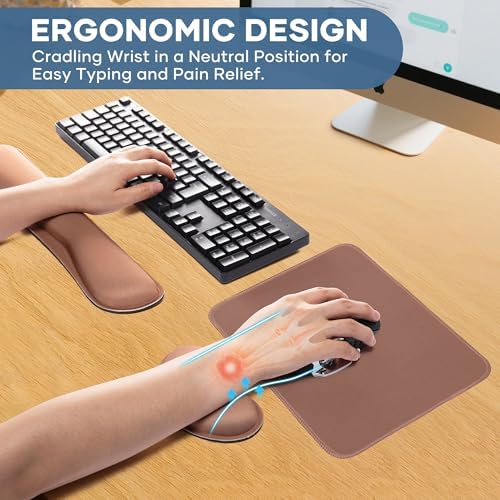 Office Ergonomic Memory Foam Computer Mouse and Keyboard Wrist Rest pad Support Carpal Tunnel, Wrist Rest for Keyboard and Mouse, Wrist Support Set - Image 4