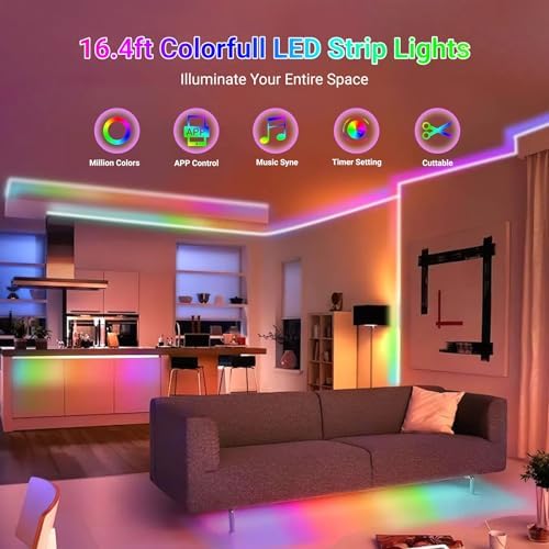WS2812B LED Strip Lights, 16.4FT 5V, White PCB IP65, 150 LEDs - Image 2